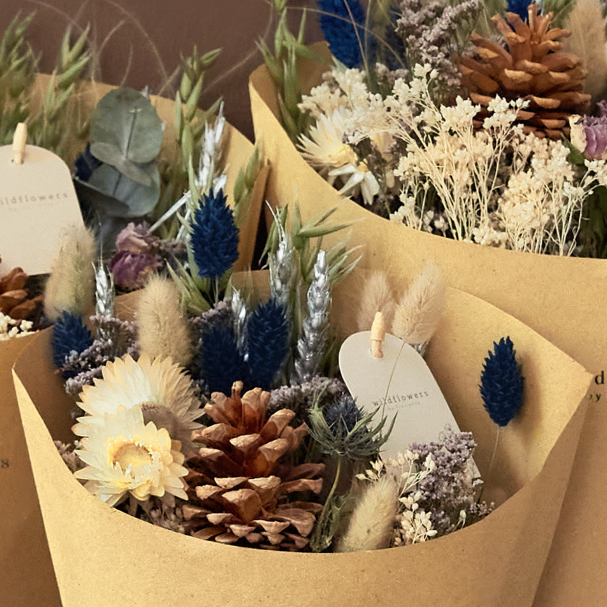 Upcoming Christmas dried bouquet in a kraft paper wrap